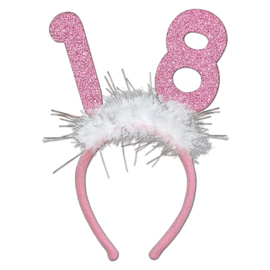Beistle Adult Pink "18" Glittered Boppers with Marabou, 2ct.
